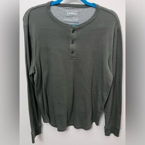 Express Dark Green Men’s Long Sleeve Henley